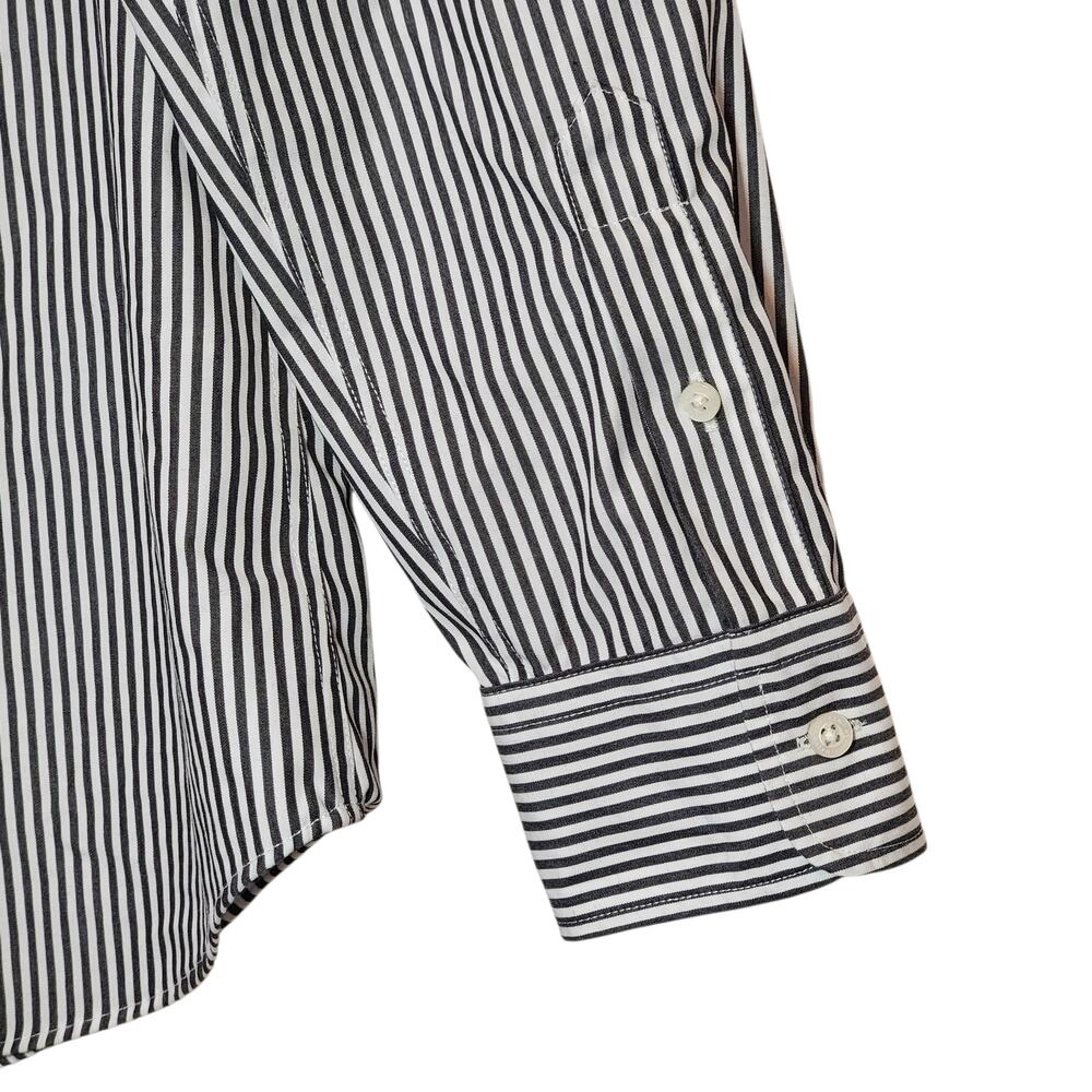 Ralph Lauren Non Iron Black White Stripe Button Down Shirt PL Classic Workwear - Picture 8 of 12
